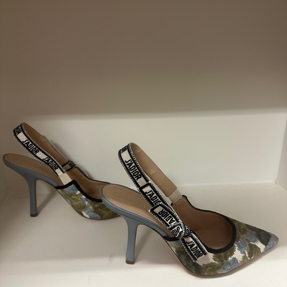 Dior blue floral Slingback heels Sz 42